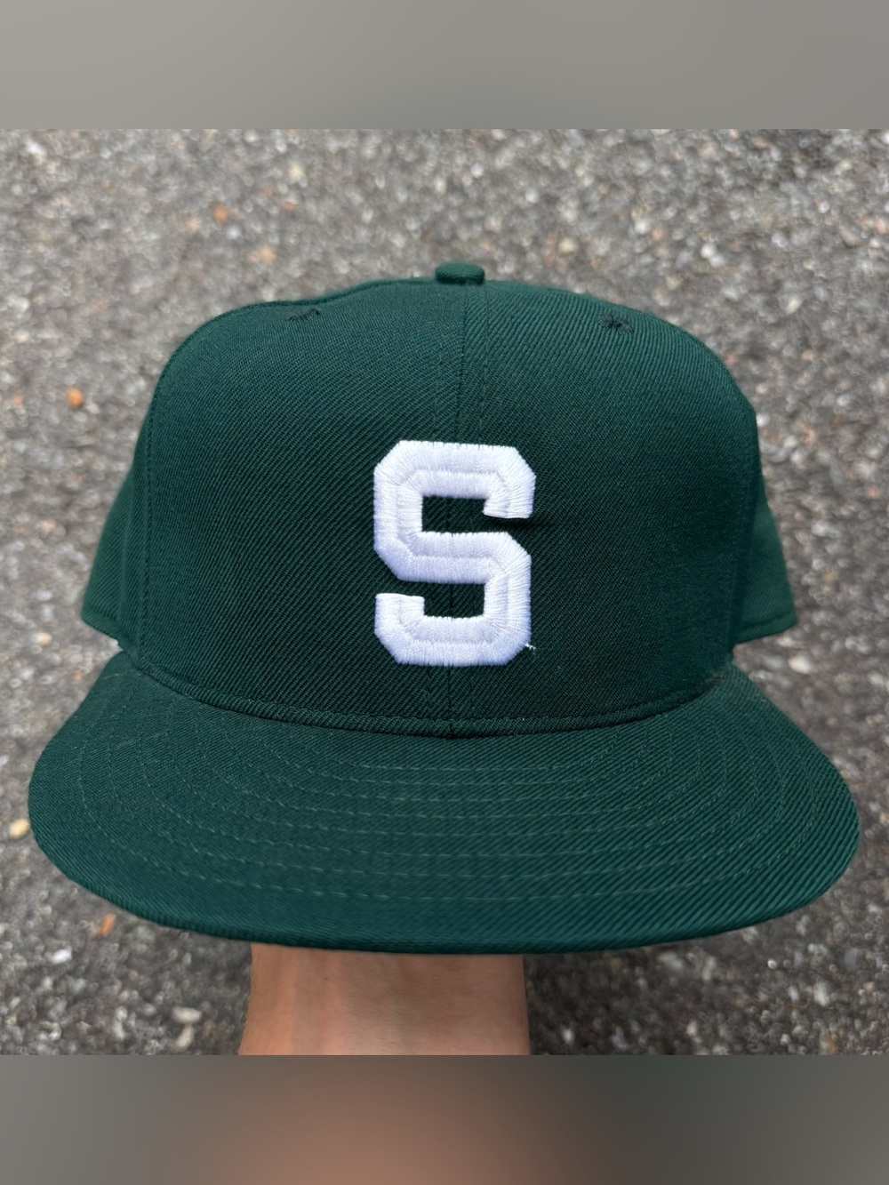 Vintage Michigan State Spartans New Era Hat Fitted 7 1/4 100% Wool Green USA